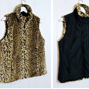 Kristen Blake Faux Fur Leopard Vestpit To Pit 23" Length 26.no Tag